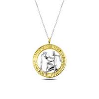 ​925 Ayar Gümüş Gold Kova Burcu Gümüş Kolye T4932