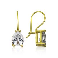 ​925 Ayar Gümüş Gold Sallantılı Damla Küpe T5691