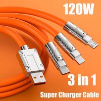 3 İn 1 Universal Data Şarj Kablosu 120W- 3A Hızlı Şarj & Veri