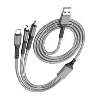 3IN1 GÜMÜŞ 1.2 METRE (MICRO USB - LIGHTNING - TYPE C) TELEFON ŞARJ KABLOSU
