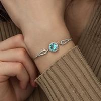 925 Ayar Gümüş Aquamarine Bileklik T5250