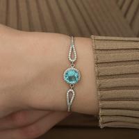 925 Ayar Gümüş Aquamarine Bileklik T5250