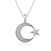 925 Ayar Gümüş Ay Yıldız Kadın Gümüş Kolye T4549