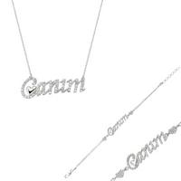 925 Ayar Gümüş Canım Yazılı Kalp Set ST2610068