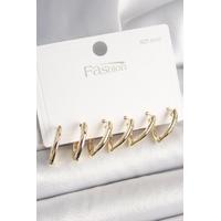 925 Ayar Gümüş Çivi Pirinç Gold Renk Üçgen Model Kadın Küpe Seti - BKP10415