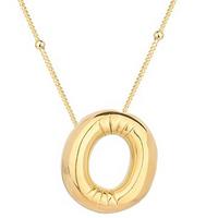925 Ayar Gümüş Gold Balon O Harfi Kadın Kolye T7863