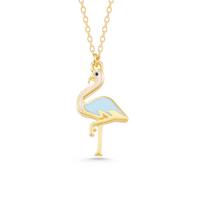 925 Ayar Gümüş Gold Flamingo Kadın Kolye T7789