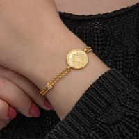 925 Ayar Gümüş Gold Kaplama Tuğralı Kadın Bileklik T8654