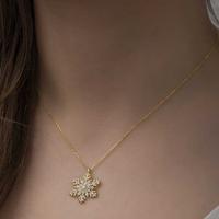 925 Ayar Gümüş Gold Kar Tanesi Kadın Gümüş Kolye T5222