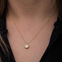 925 Ayar Gümüş Gold Minimal Yuvarlak Anturaj Kadın Kolye T8572