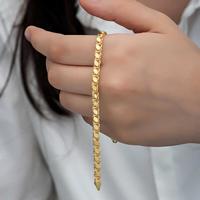 925 Ayar Gümüş Gold Pullu Zincir Kadın Bileklik T8278