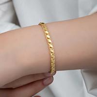 925 Ayar Gümüş Gold Pullu Zincir Kadın Bileklik T8278