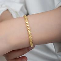 925 Ayar Gümüş Gold Pullu Zincir Kadın Bileklik T8278