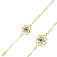 925 Ayar Gümüş Gold Sarı Yaşam Çiçeği Bileklik BR0460329