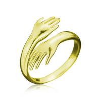925 Ayar Gümüş Gold Sarılan Eller Yüzük T5110