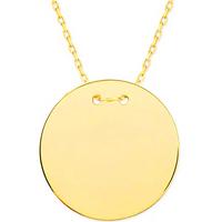 925 Ayar Gümüş Gold Yuvarlak Plaka Kolye T7842