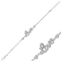925 Ayar Gümüş Kalpli Love Yazılı Bileklik BR0460145