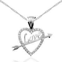 925 Ayar Gümüş Love Oklu Kalp Kadın Gümüş Kolye PND47138233