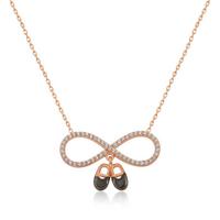 925 Ayar Gümüş Rose Bebek Patikli Sonsuzluk Kolye T4284