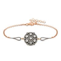 925 Ayar Gümüş Rose Elmas Montür Bileklik T5229