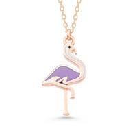 925 Ayar Gümüş Rose Flamingo Kadın Kolye T7788