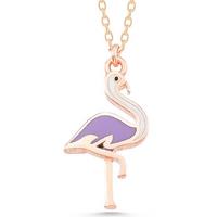 925 Ayar Gümüş Rose Flamingo Kadın Kolye T7788