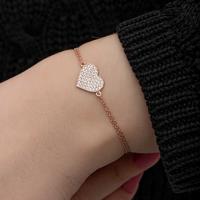 925 Ayar Gümüş Rose Kalp Kadın Bileklik T8699