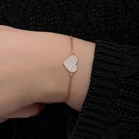 925 Ayar Gümüş Rose Kalp Kadın Bileklik T8699