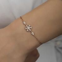 925 Ayar Gümüş Rose Kar Tanesi Kadın Bileklik T7195