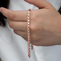 925 Ayar Gümüş Rose Pullu Zincir Kadın Bileklik T8277