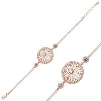 925 Ayar Gümüş Rose Yaşam Çiçeği Bileklik BR0460323