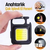 El Feneri Usb li Şarj Edilebilir Led Anahtarlık El Feneri Şişe Açacağı Mıknatıslı Kamp Feneri
