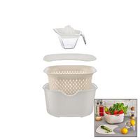 KREM 5PCS MUTFAK SETİ PLS.KARIŞTIRMA KAP=4LT - SÜZGEÇ=3.5LT - KESİM PANO - SIKACAK=0.25LT