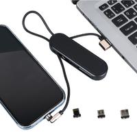 SİYAH 3İN1 (TYPE C- LİGHTNİNG- MİCRO USB) MANYETİK UÇ TAŞINABİLİR ŞARJ KABLOSU